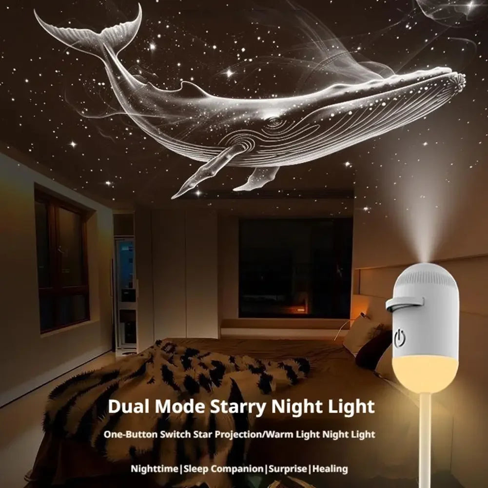 Mini 2 in 1 Star Projector with 12 Movies, Starry Sky Night Light