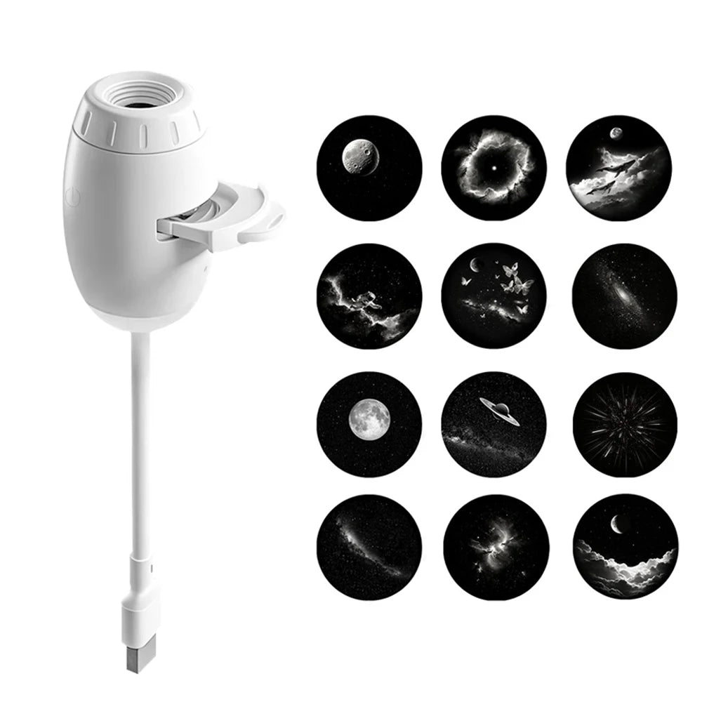 Mini 2 in 1 Star Projector with 12 Movies, Starry Sky Night Light